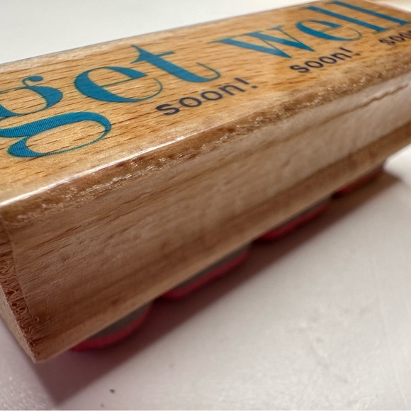 Rubber Wooden Stamp Danielle Johnson "Get Well Soon" Design 2006-3”x1”x1” - Picture 6 of 7